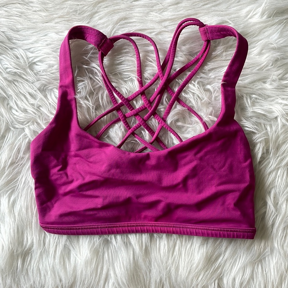 magenta lulu sports bra